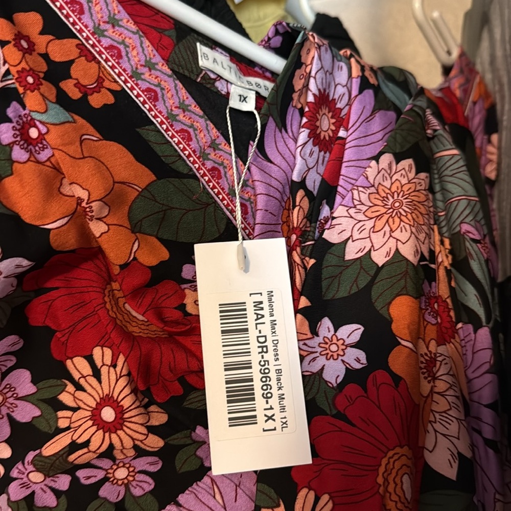 NWT Floral V-Neck Maxi Dress size 1X - Picture 2 of 2